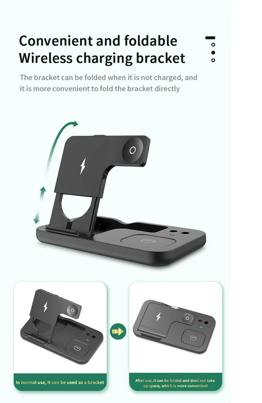 61ojMDkHMnL 4 in 1 Wireless Charger, Qi-Certified Fast Charging Dock Station (Black) - Image 4