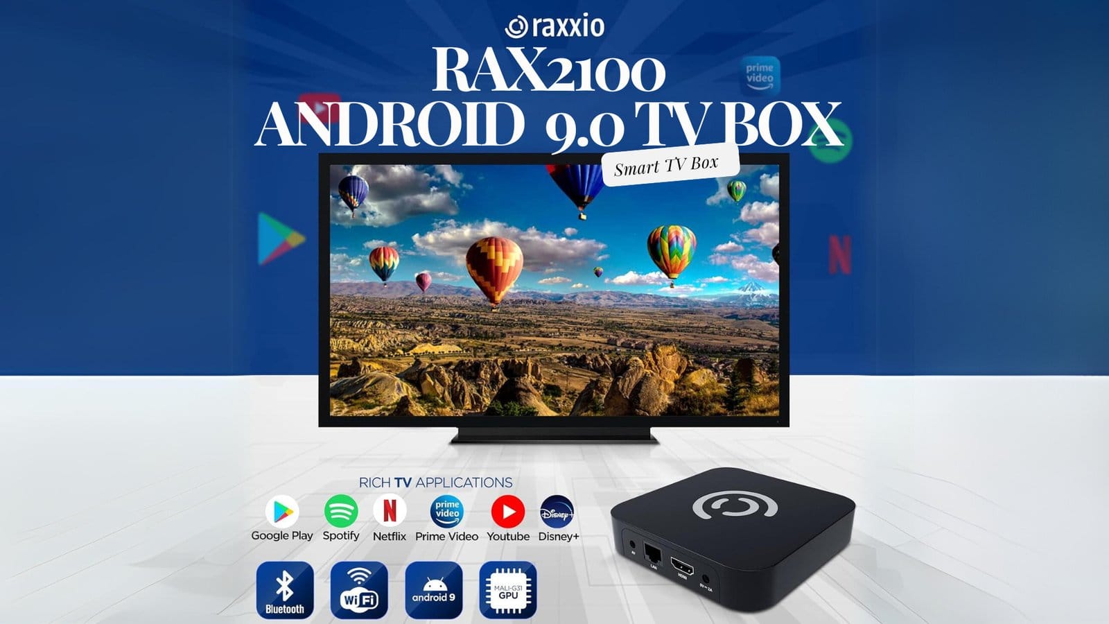 RAX2100 Android 9.0 TV Box – 4K Ultra HD, 64GB ROM